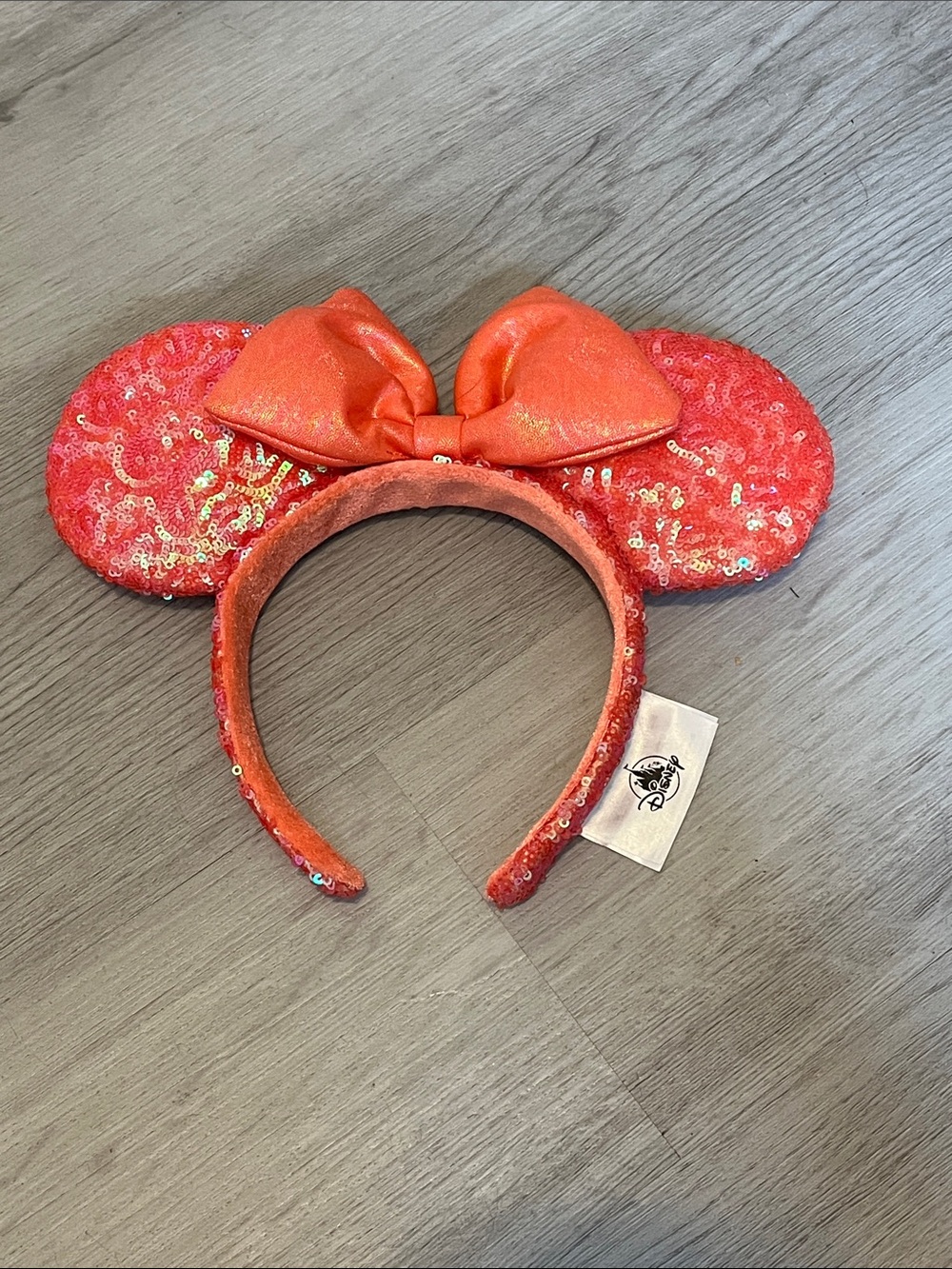 Disney Orange Sequin Minnie Ear Headband with Bow